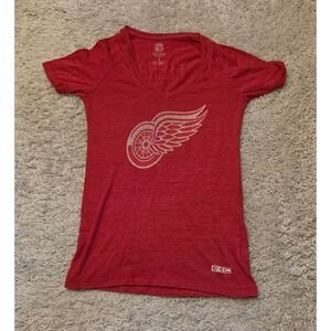 CCM NHL Detroit Red Wings Zetterberg V-Neck T-Shirt Women's Size Small Red